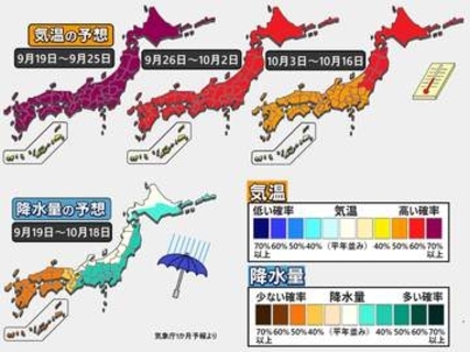 【1か月予報】関東甲信・東海は雨が多め　西日本は少雨傾向