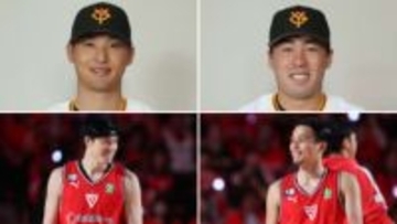 巨人・浅野翔吾と吉川尚輝が千葉J観戦で渡邊雄太と富樫勇樹のサインゲット　記念写真で浅野は少年のような笑顔