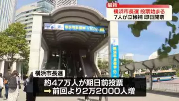 横浜市長選挙の投票始まる　7人が立候補　パワハラ問題で前市長が辞職