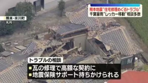 熊本地震被災地で“住宅修理トラブル”相談相次ぐ　千葉豪雨では“レッカー移動”も　消費者庁が注意呼びかけ
