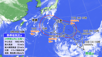 【フカボリ天気】新たな台風発生へ...今後の進路は？　15日(火)は広く本降りの雨 激しく降るところも