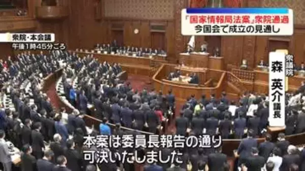 国家情報局設置法案、衆院通過　今国会で成立の見通し