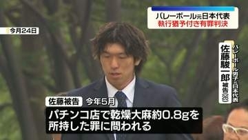 バレーボール元日本代表に執行猶予付き有罪判決　パチンコ店で大麻を所持した罪　東京地裁