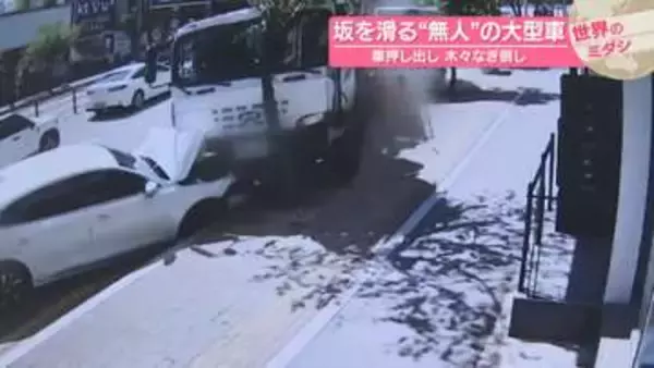 坂を滑る“無人”の大型車　車押し出し木々なぎ倒し　韓国【 #世界のミダシ 】