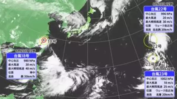 新たに台風23号発生　再び“トリプル台風”に　平年上回るペースで今月10個目の台風発生