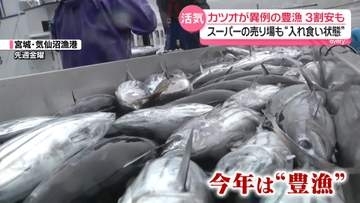 カツオが“異例の豊漁”去年の3割安も…スーパーの売り場に活気