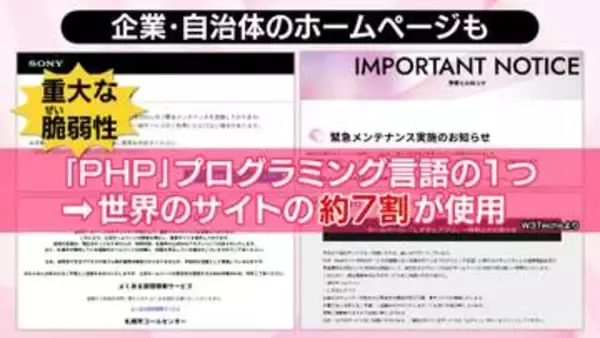 ネットの世界的大混乱　“PHPの重大な脆弱性”は「10年以上前から存在」との指摘も　「緊急メンテナンス」続々…今後は？【#みんなのギモン】