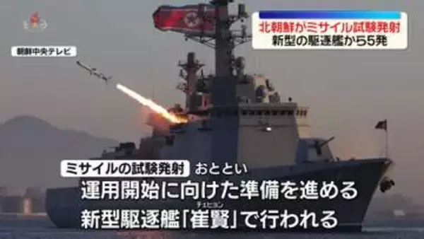 北朝鮮、新型駆逐艦から巡航ミサイル試験発射　金総書記が視察