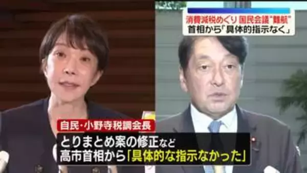 消費減税めぐり国民会議「難航」　自民・小野寺税調会長“首相からとりまとめ案の修正など具体的指示なく”