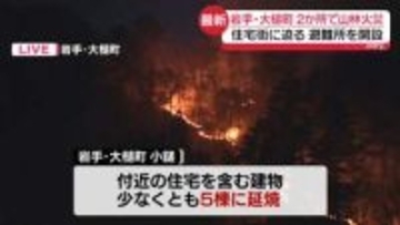 岩手・大槌町内の2か所で山林火災　避難所を開設