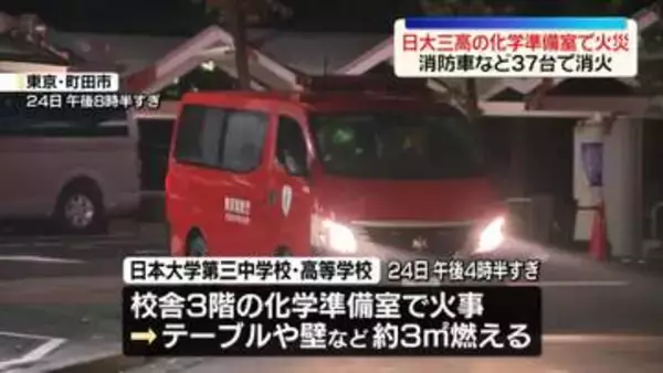 日大三高の化学準備室で火事　ケガ人なし　東京・町田市