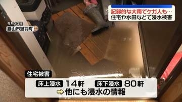 福井の記録的大雨　住宅や水田など広範囲で浸水被害　2人ケガ