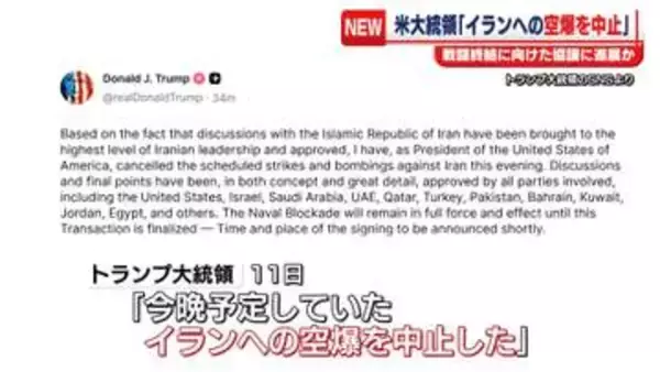トランプ大統領　イランへの攻撃を中止すると発表　“戦闘終結に向けた協議が進展”