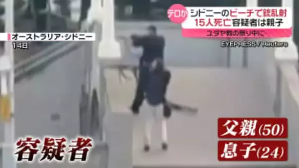 シドニーのビーチで銃乱射　15人死亡　容疑者は親子　ユダヤ教の祭り中に…