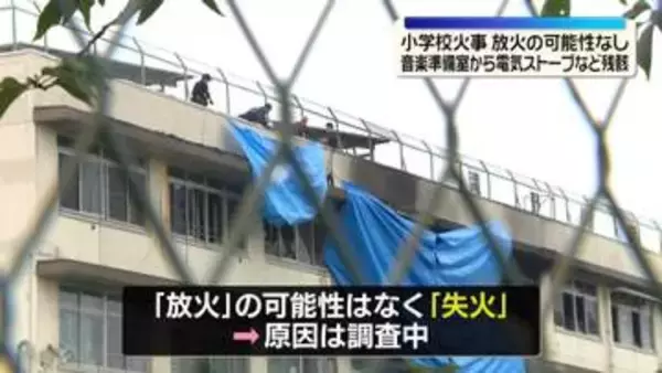 【小学校火事】放火の可能性なし　火元には電気ストーブなどの残骸