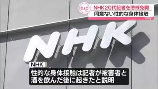 NHK20代記者を懲戒免職処分　相手の同意ない性的な身体接触