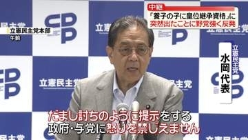 皇室典範改正案めぐり　「養子の子に皇位継承資格」突然出たことに野党側が反発強める