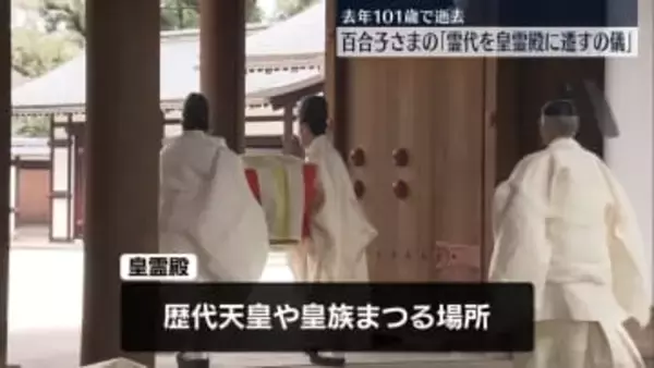 三笠宮妃百合子さまの「霊代を皇霊殿に遷すの儀」　逝去から1年