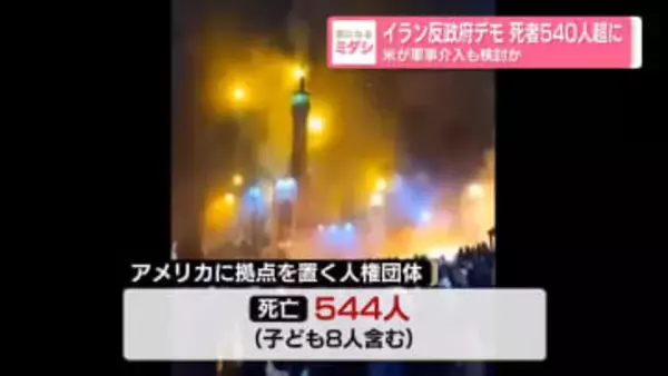 イラン反政府デモ　死者540人超に　米が軍事介入も検討か