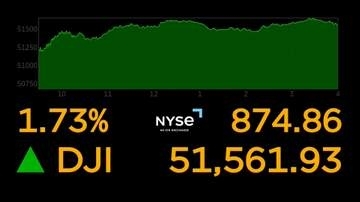 NYダウ874ドル高の5万1561ドル　終値で最高値を更新　一時約970ドル高