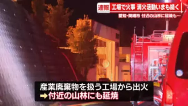 産業廃棄物扱う工場で火事　山林に燃え広がる　愛知・岡崎市