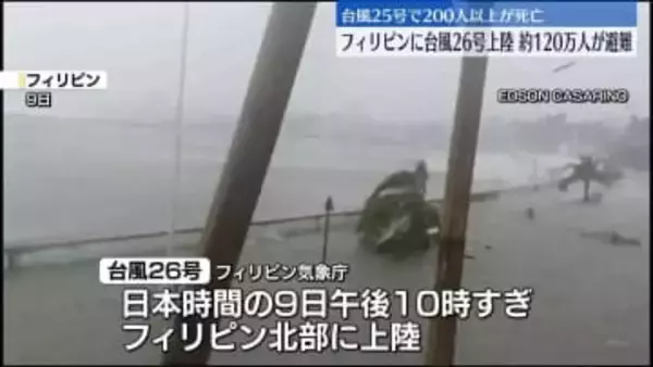 台風26号、フィリピンに上陸　すでに約120万人が避難