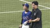 「【中日】田中幹也が負傷交代　ダイビングキャッチ後左肘を押さえ苦もんの表情　ヤクルト猛攻の回での出来事」の画像1