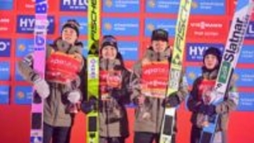 スキージャンプ混合団体で日本が3位　悪天候で2本目が中止　二階堂蓮が最高飛距離