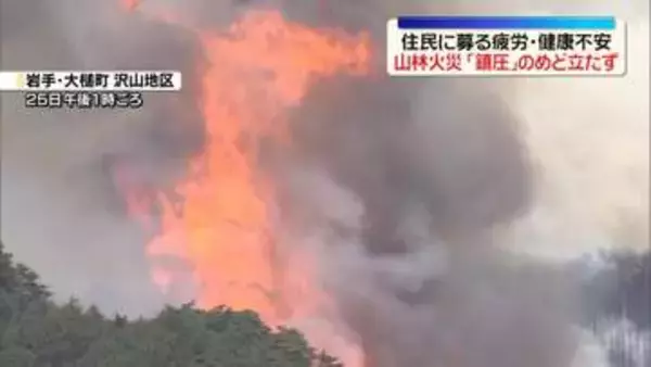 岩手・大槌町の山林火災　鎮圧のめど立たず…住民に募る疲労・健康不安