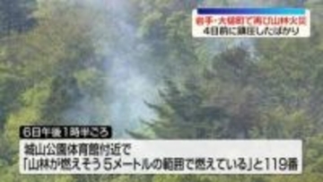 岩手・大槌町で再び山林火災　延焼のおそれなし　4日前に鎮圧したばかり