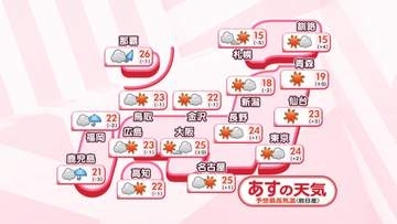 【あすの天気】中国・四国～北海道は晴れる所多い　西～北日本の太平洋側は波やうねりの高い状態が続く