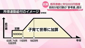 低所得者に年5000円程度　政府、与野党に給付額の「参考値」提示　「就業者負担軽減支援金」制度で