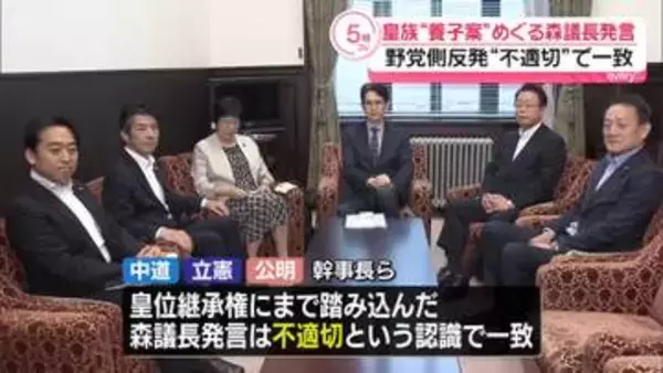 皇族“養子案”めぐる森議長発言　野党側が反発“不適切”で一致