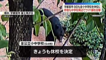 クマの目撃相次ぐ宇都宮市、9日も全小中学校を休校に　昨夜も中学校周辺で1頭目撃