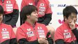 「【卓球】松島輝空のクールな回答に会場爆笑　横にいる岸川聖也監督もニヤニヤ」の画像1
