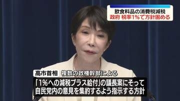 飲食料品の消費減税　来年4月から2年間、税率1％に引き下げる方針固める