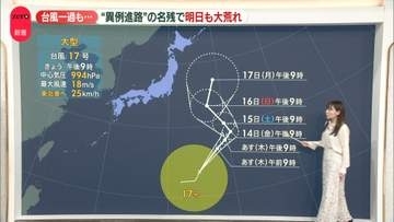 【解説】新たな台風17号が発生 週明けに本州へ近づくおそれ 　気象予報士「晴れていても高い波に注意を」
