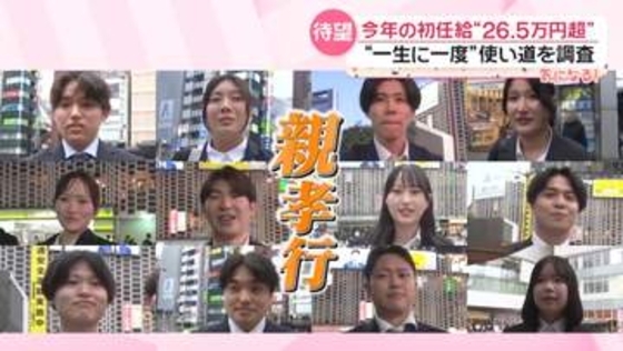 初任給の使い道を調査…“トップ”は親孝行 「少しでも恩返しを…」娘が感謝のサプライズ　「こんな日がくるとは」息子から初の“ごちそう”も