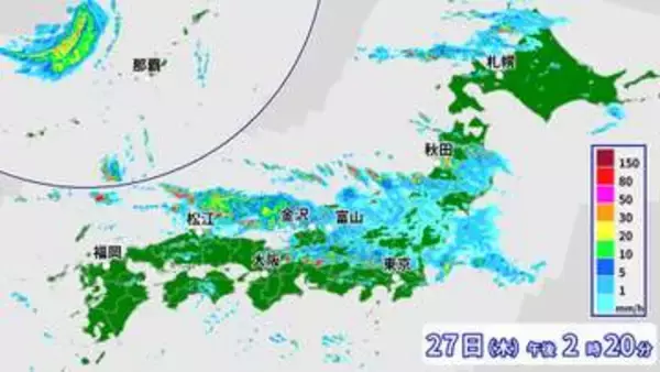 石川・富山で「記録的大雨」関東でも局地的に滝のような雨降るおそれ 道路の冠水など警戒を