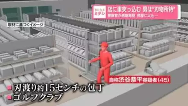 店に車突っ込む　男は“刃物所持”　警察官が威嚇発砲　部屋に火も…神奈川・相模原市