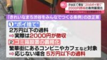 渋谷区でゴミのポイ捨て“2000円徴収”条例案提出　飲食店などでゴミ箱設置“義務化”も