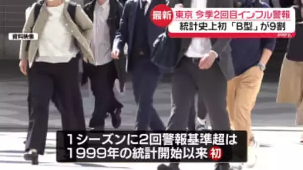 東京都で今季2回目インフル流行警報　「B型」が9割