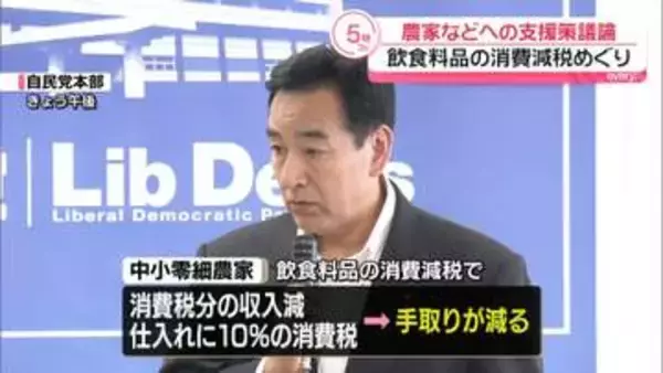 【中継】飲食料品の消費減税めぐり　農家などへの支援策…自民党で具体的な制度設計に向け議論