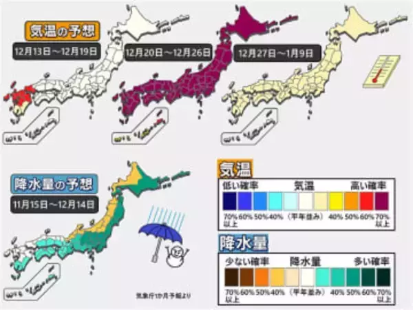 【1か月予報】クリスマス前に暖かな日も