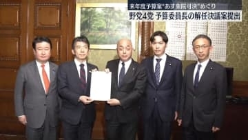 野党4党　予算委員長に対する解任決議案提出　来年度予算案“あす衆院可決”めぐり