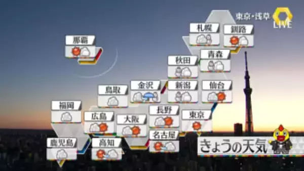 【天気】冬型の気圧配置続く　北日本を中心に日本海側は雪