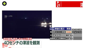 青森・むつ小川原港で0.4メートルの津波観測（23:48）