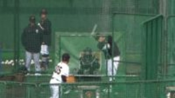 巨人新助っ人ダルベックが自慢のパワーを披露　フリー打撃で左中間スタンド中段へ　球場から「おおお！」