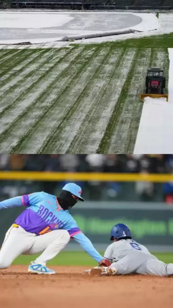 【MLB】試合前に雪で一面真っ白　フード、目出し帽などそれぞれの防寒対策でプレー　ド軍・打線は寒さに負けず13安打7得点で大勝