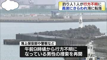 釣り人2人が高波にさらわれ…1人行方不明　静岡・御前崎港